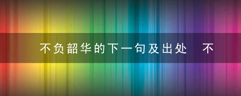 不负韶华的下一句及出处 不负韶华的介绍